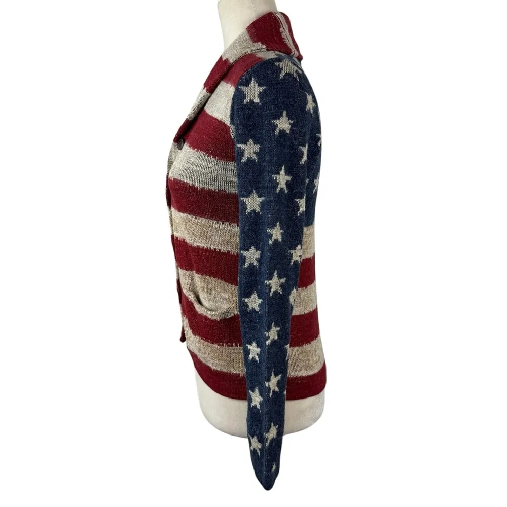 Denim & Supply Ralph Lauren American Flag Sweater Cardigan Size Medium Cotton - Image 10