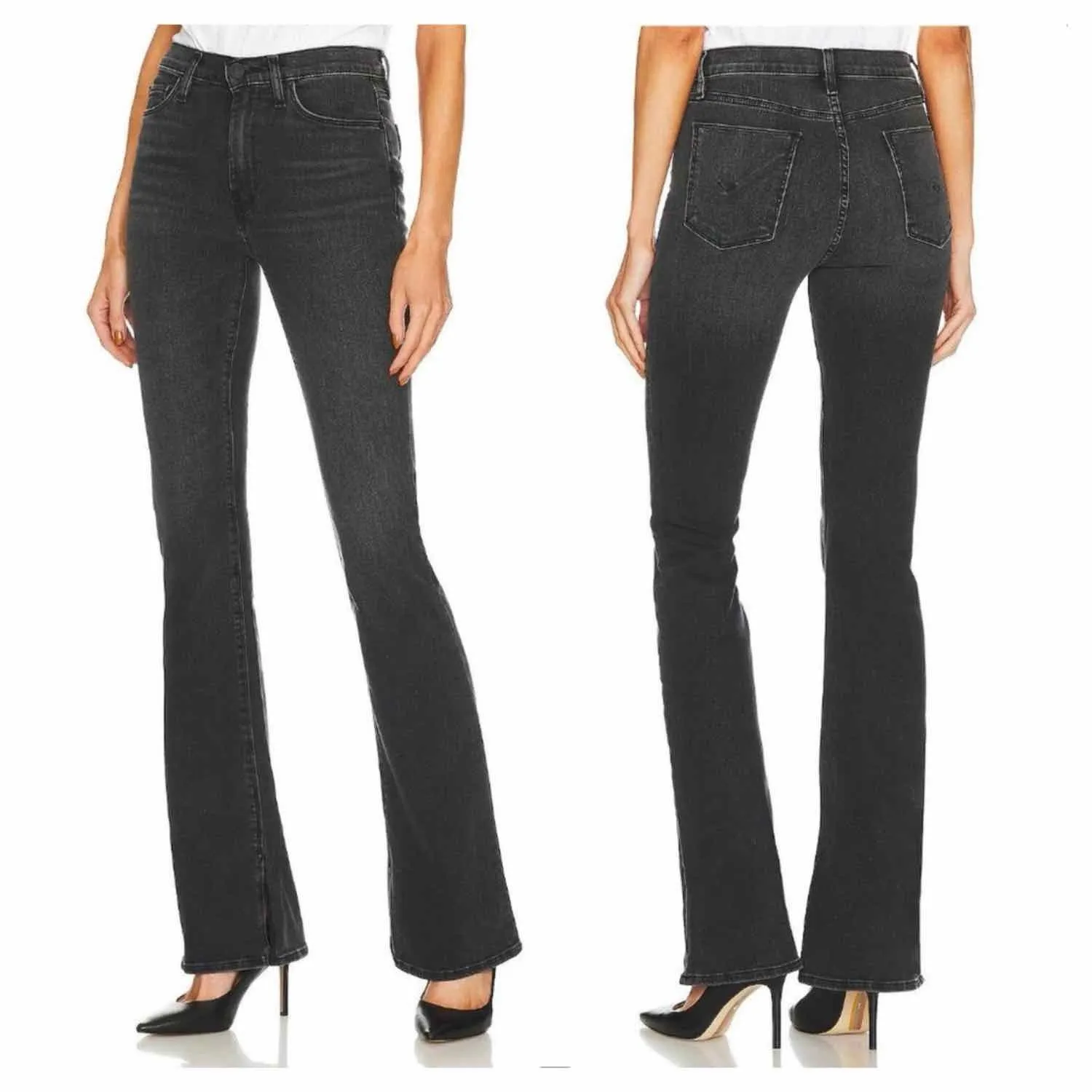 Hudson Barbara Bootcut Jeans Size 24 Night Sky Black Stretch Split Hem - Image 4