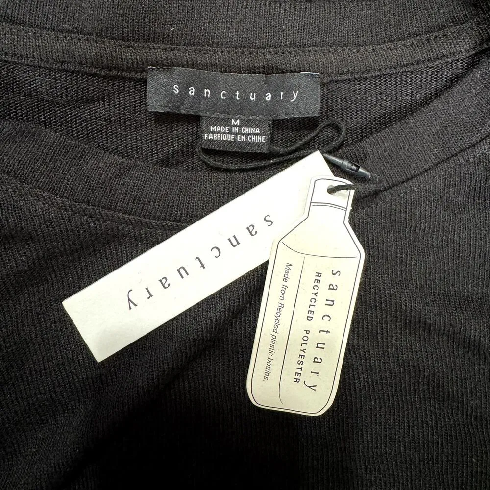 SANCTUARY Long Sleeve Knot Detail Sweater Tee Pullover Black NWT Medium - Image 10