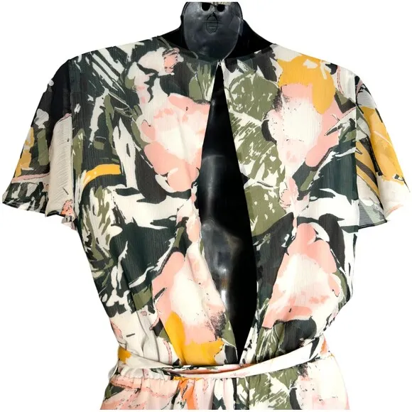 CLUB MONACO Ionita Floral Print‎ Ruffle Romper Womens Size 00 XXS - Image 4