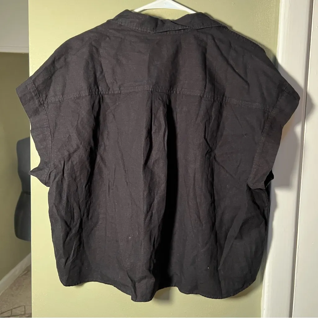 Gap Linen-Blend Crop Shirt True Black L - Image 7