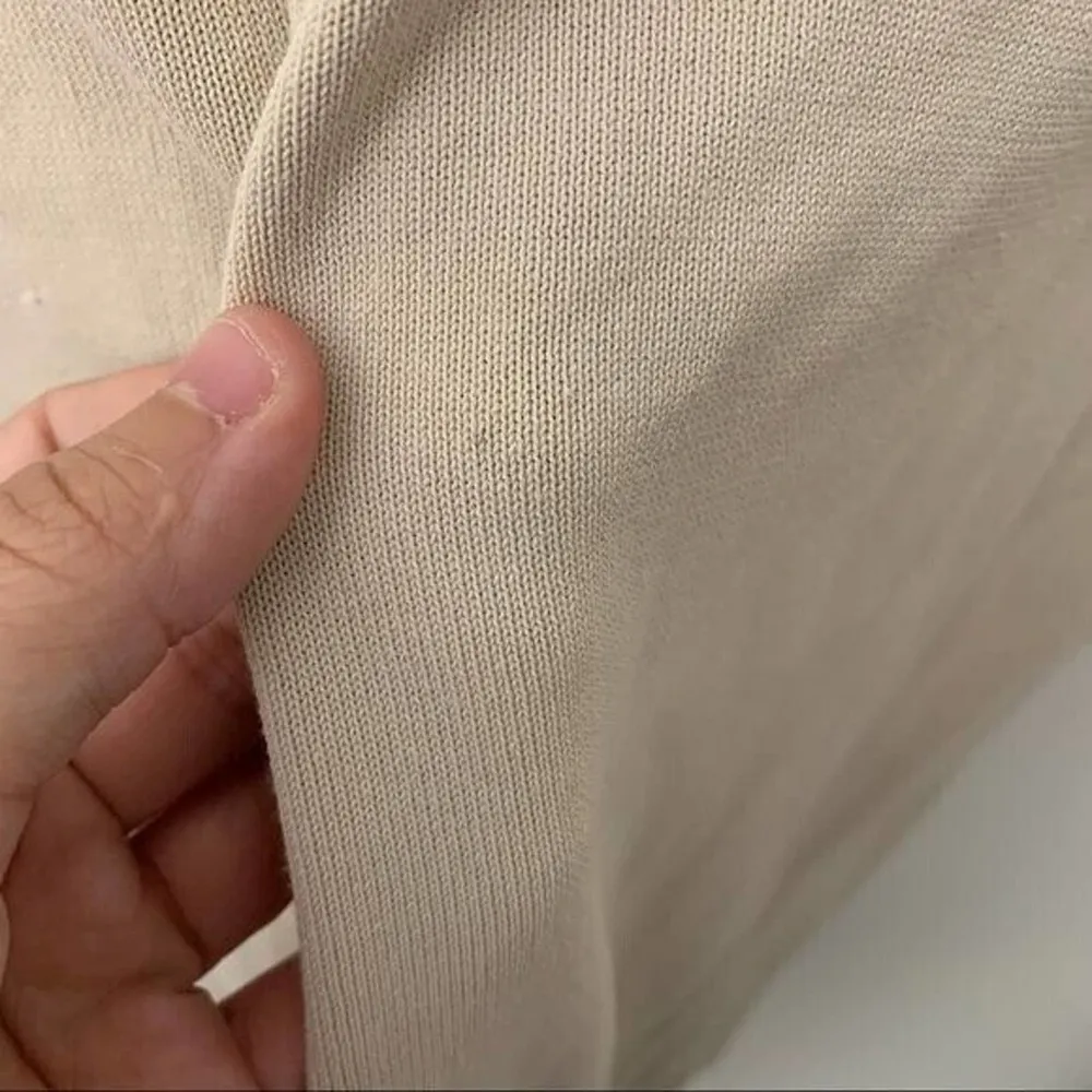 COS Beige Tan Lagenlook Slinky Knit Mini Dress Womens Size Small - Image 6