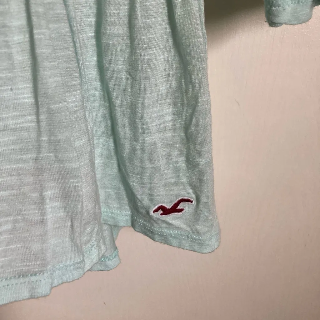 Hollister Light Green Sheer Lace Yoke 3/4 Sleeve Shirt - Image 8