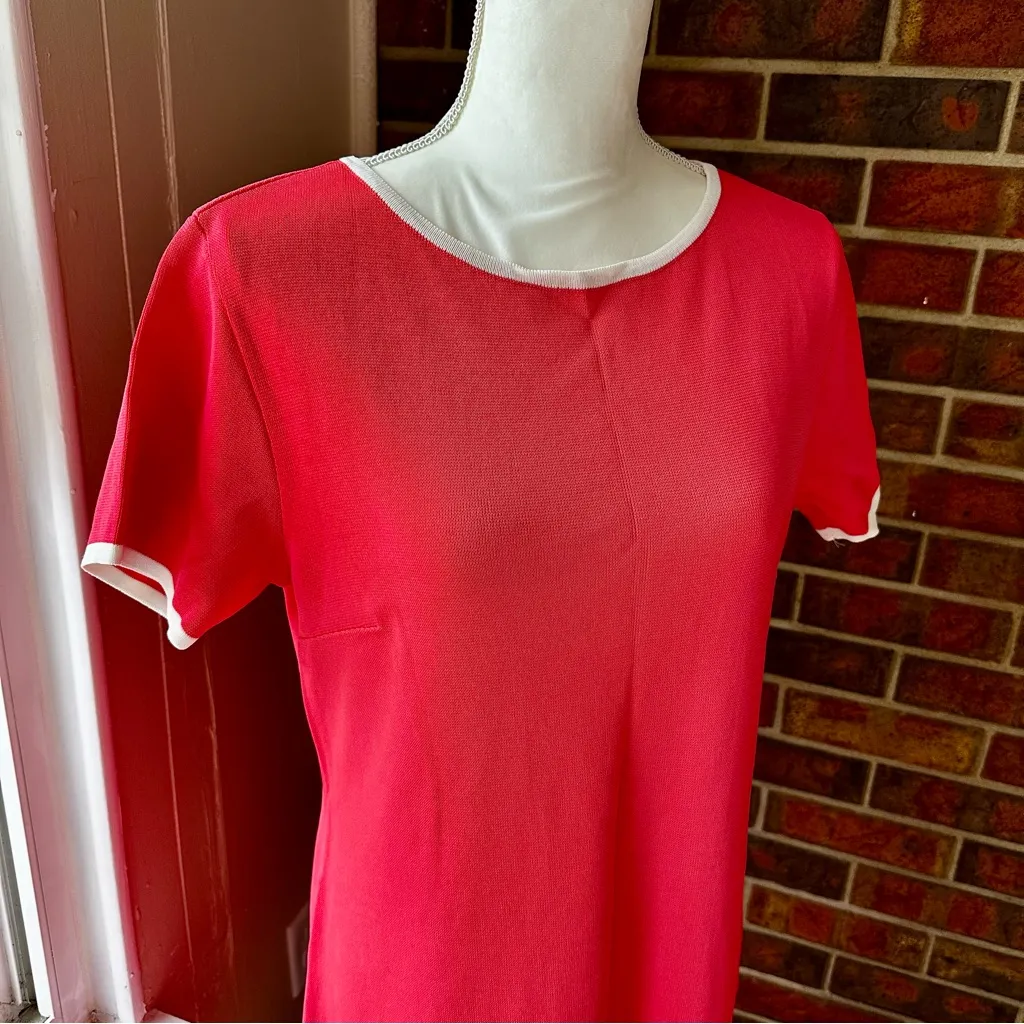 Cora Knee Length Sheath Dress White Trim T Shirt Style Simple Style Summer Vibe Size 12 - Image 2