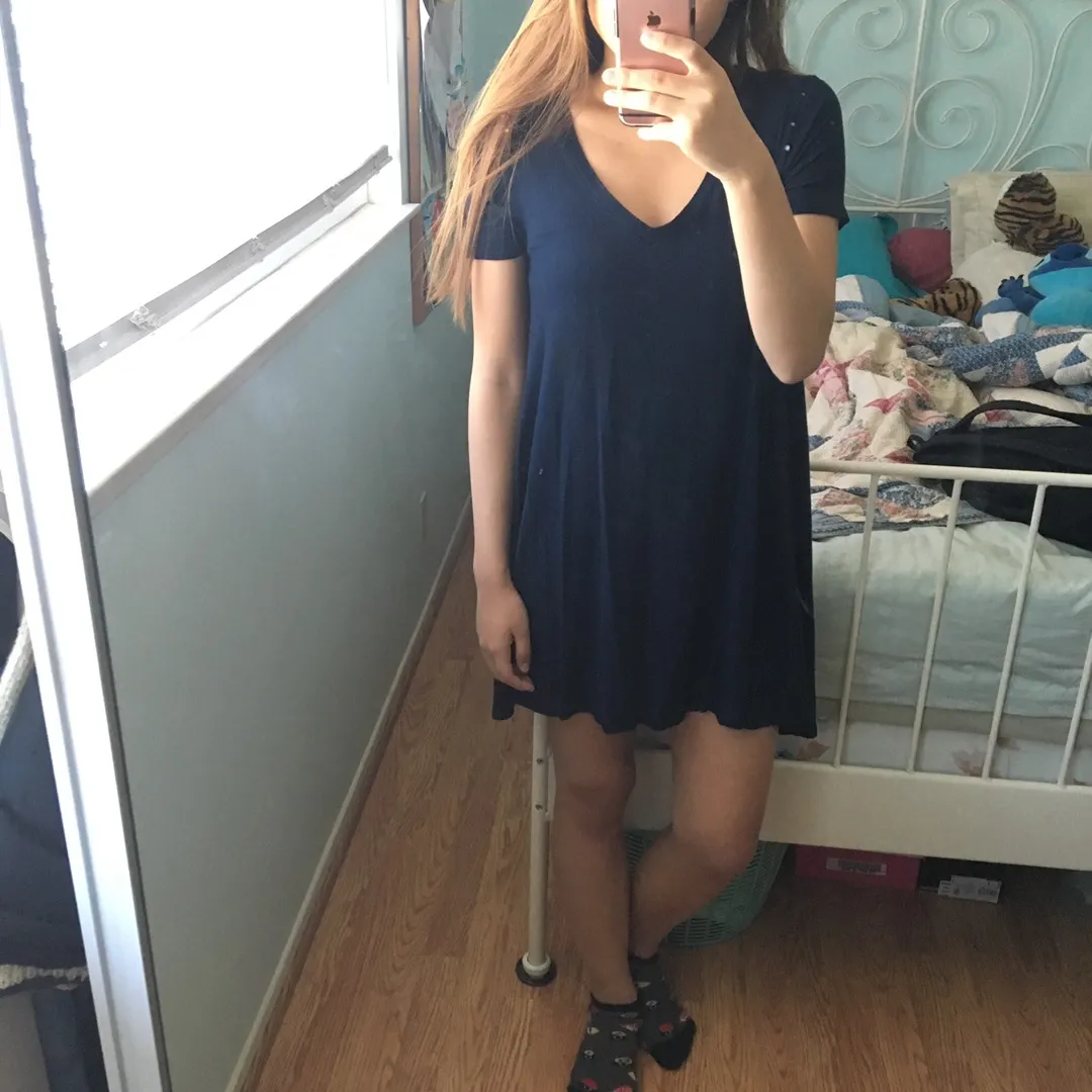 Navy blue trapeze dress - Image 2