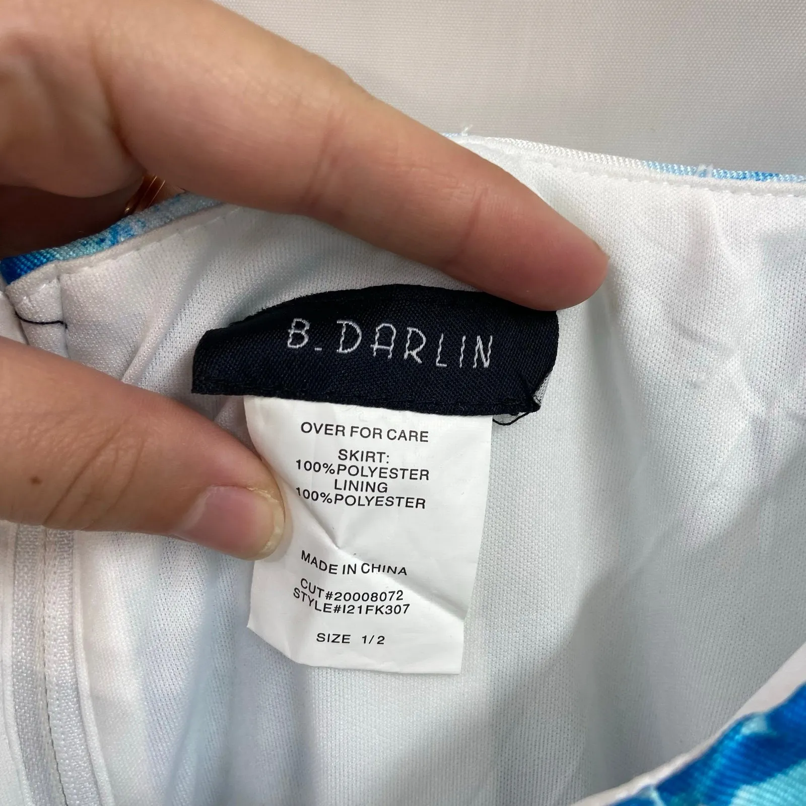 NEW B. Darlin women's blue floral mermaid prom formal flare flowy skirt size 1/2 - Image 5