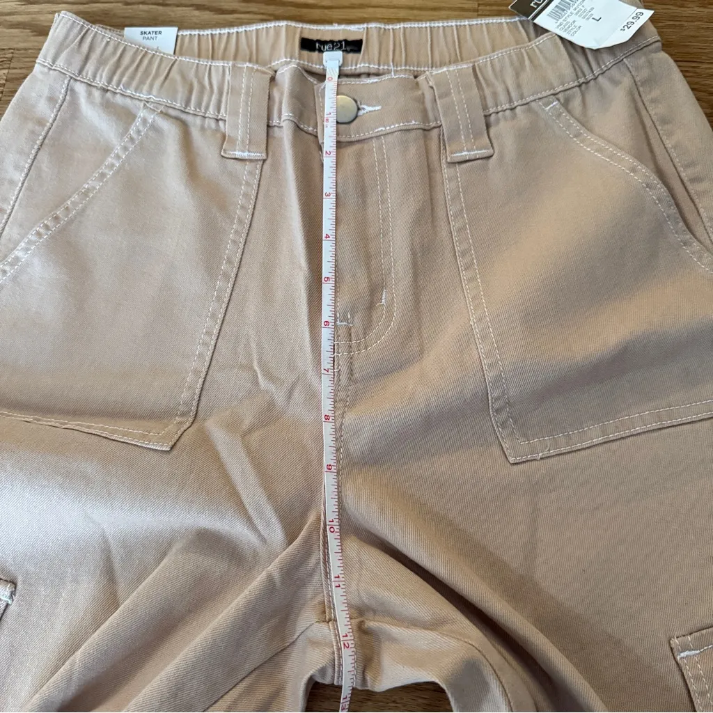 NWT Rue21 Light Tan Straight Leg Cargo Skater Pants Women’s Size L - Image 6