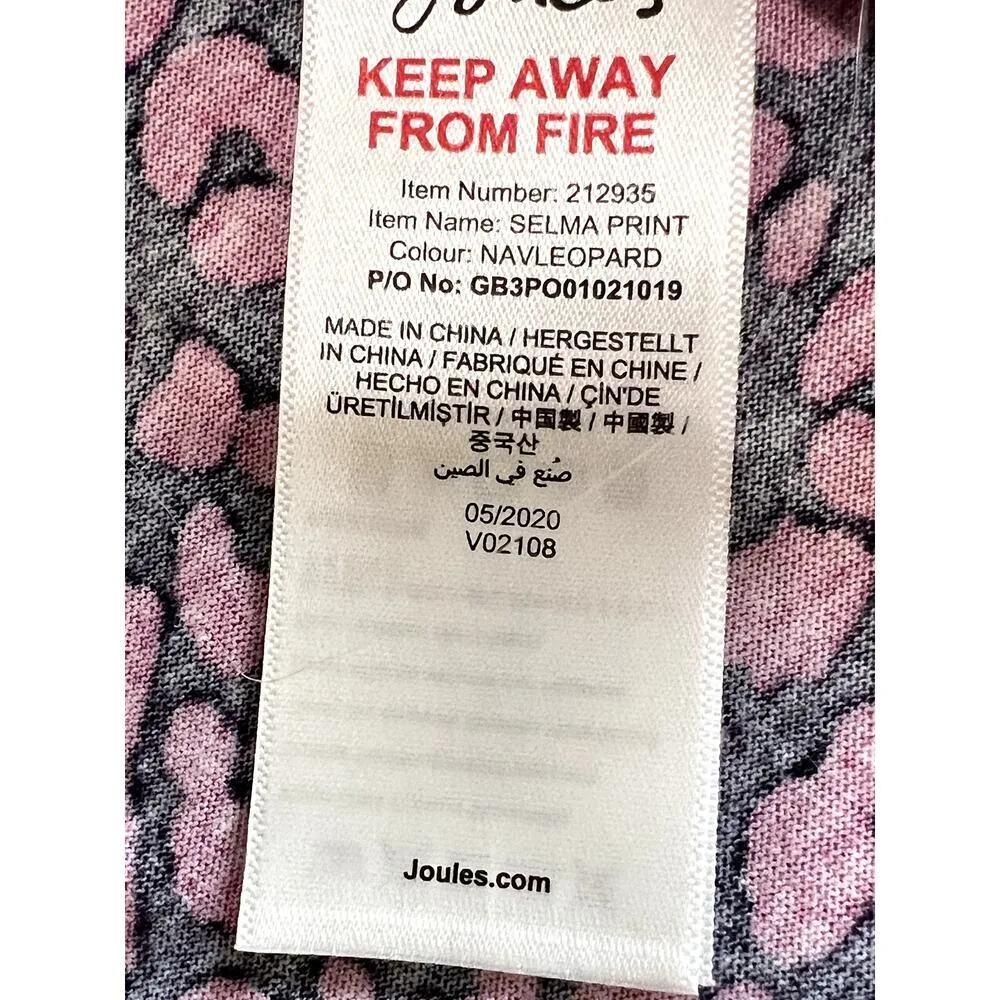 Joules women's size 22 top Selma print navy pink leopard crew neck long sleeve - Image 9