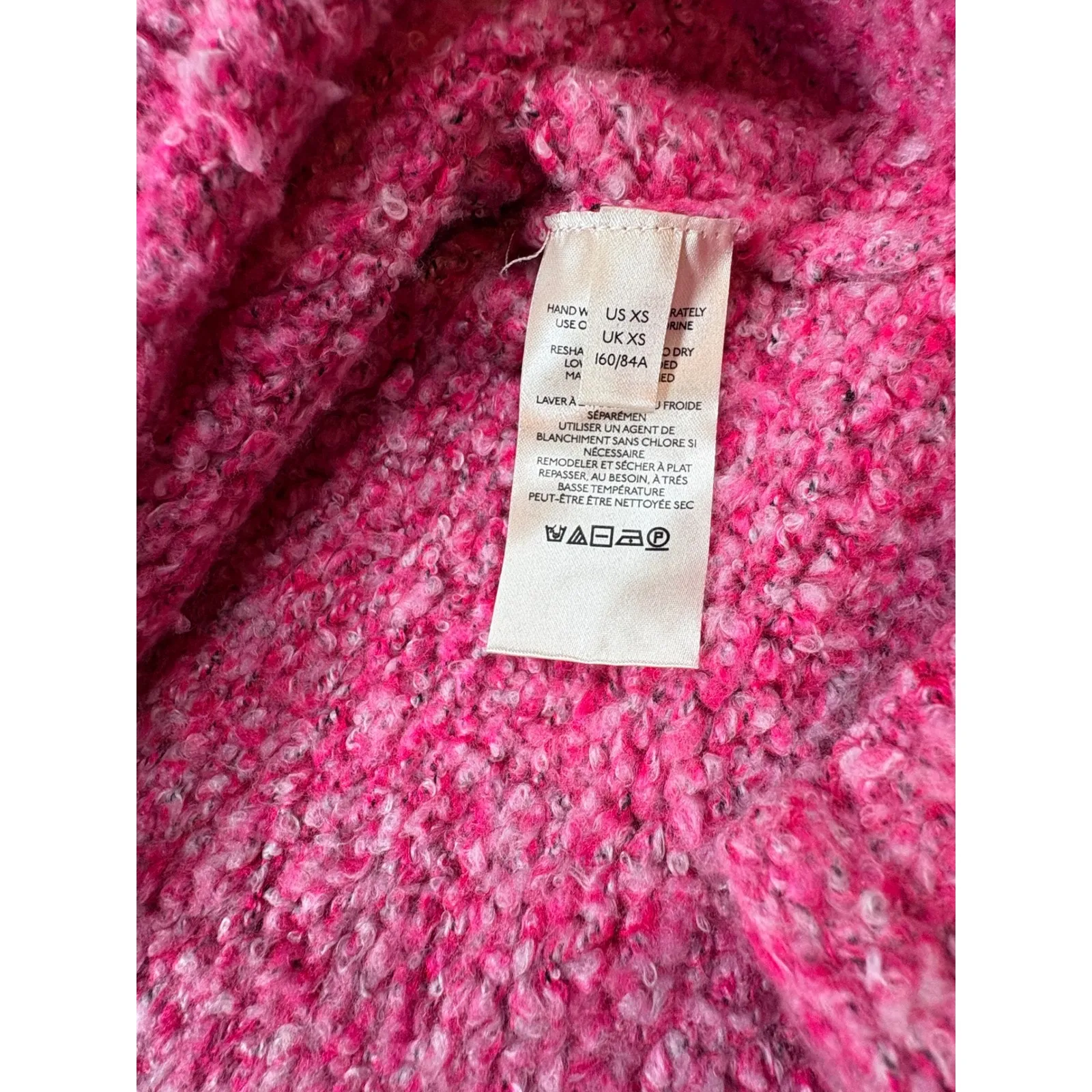 Free People BFF Cowl Neck Sweater Pink marled Chunky knit oversized boho XS - Image 9