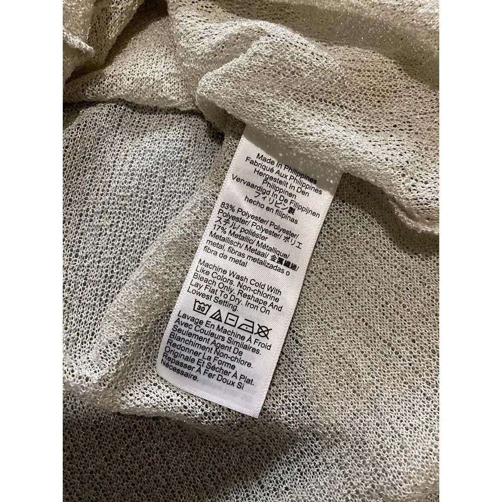 J Crew Collection Flawed Sheer Metallic Boatneck Top Light Silver Lurex Vend XS - Image 7