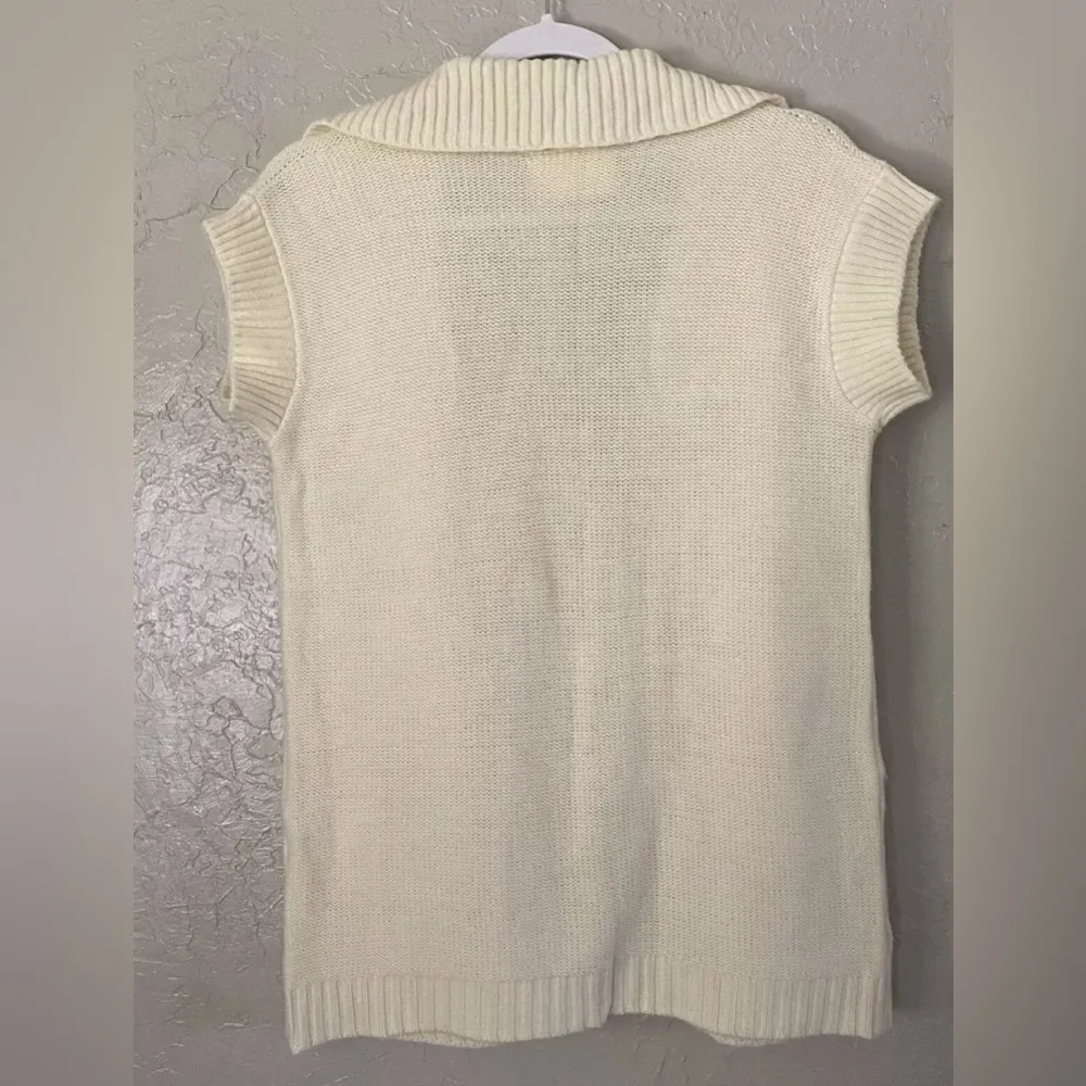 Vintage Sears Cardigan Sweater Womens Medium Open Front 70s Cream Color - Image 10