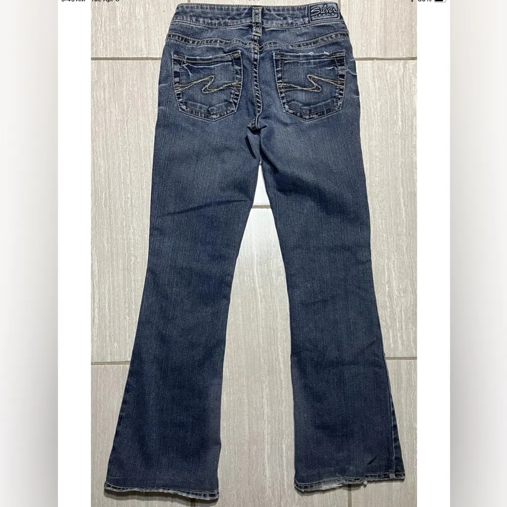 Silver Jeans Aiko Mid Boot Women 26X38 Blue Denim Western Distressed Cowgirl - Image 5