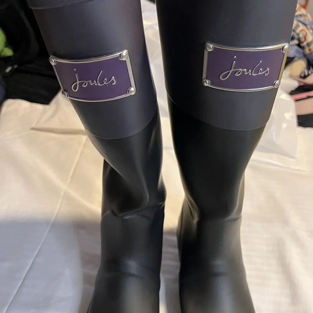 Joules Evedon Tall Rain Boots US 7‎ Navy Blue Matte Waterproof - Image 2