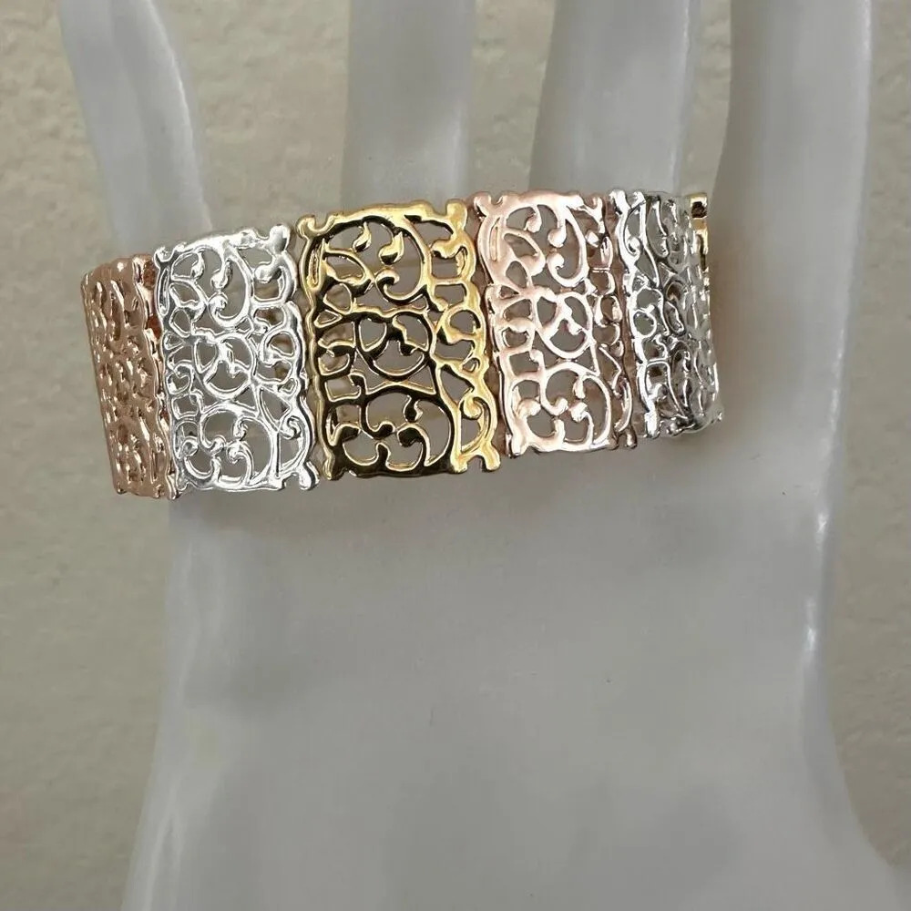 Lauren Conrad tri tone filigree stretchy bracelet - Image 2