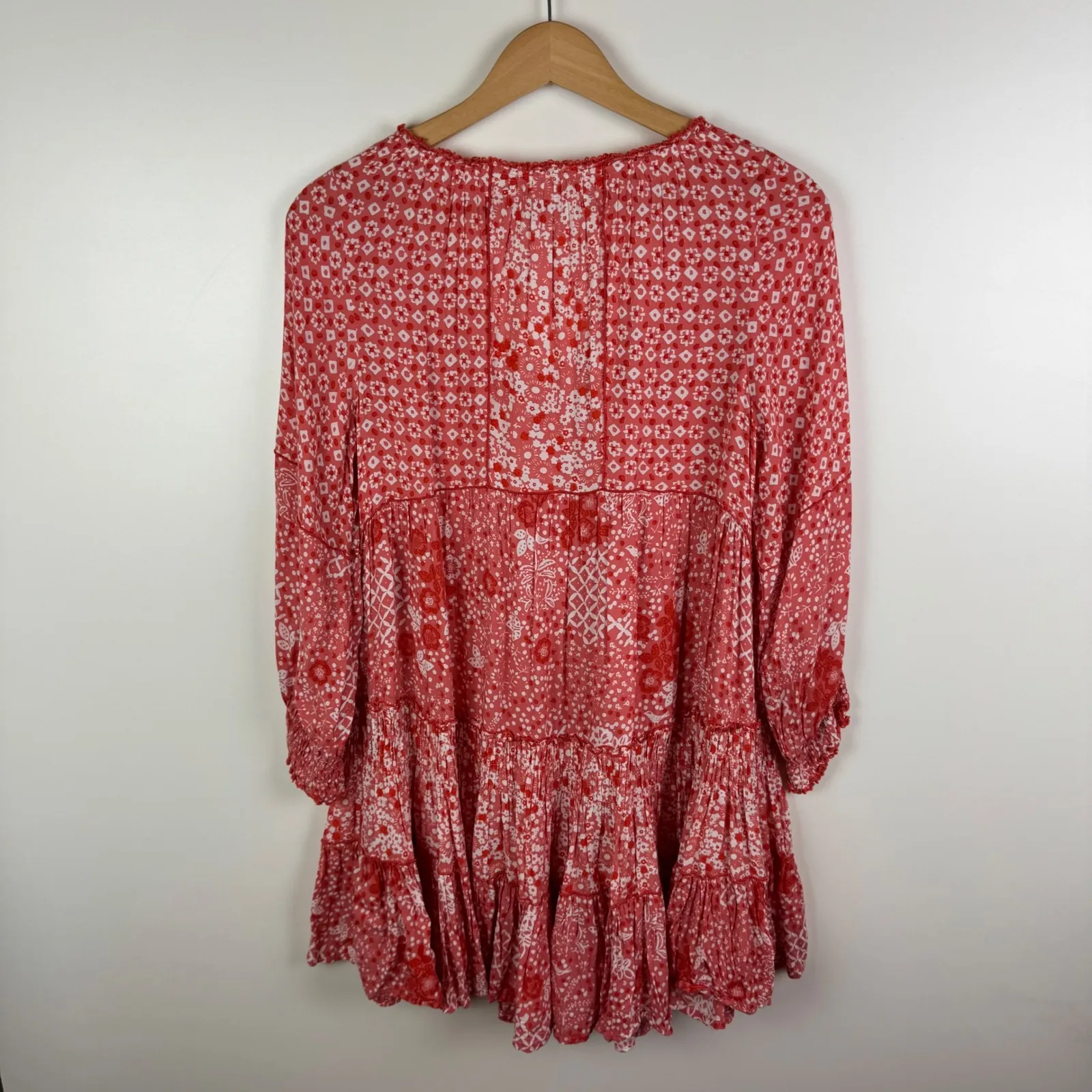 Poupette St Barth Tesorino Mini Dress Size S/M Tunic Flowy Resort Beachy Boho Red Size M - Image 6