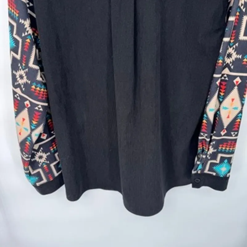 Rowdy Crowd Southwest Cowgirl Corduroy Button Front Shirt Jacket‎ Womens L Black Size L - Image 8