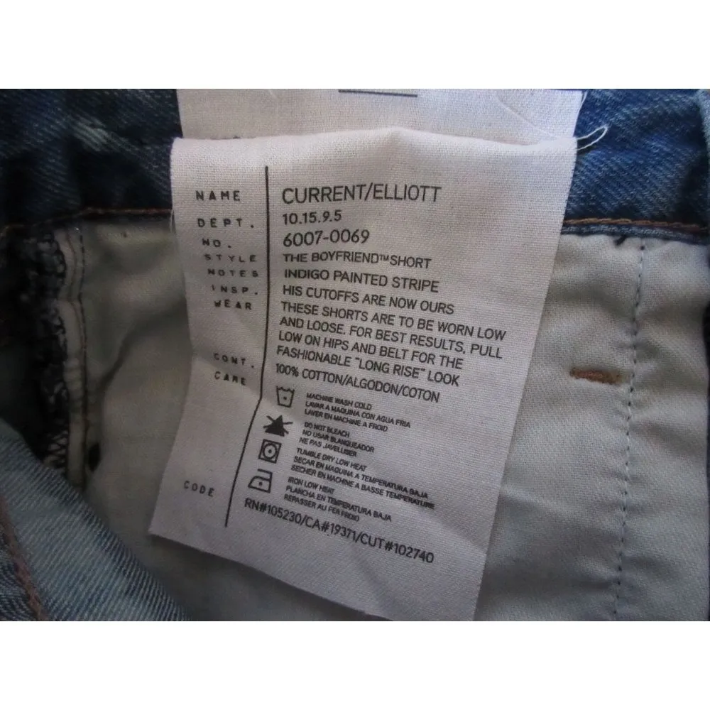 NWT Current/Elliott The Boyfriend Short in Indigo Painted Stripe Cutoff 25 $168 - Image 3