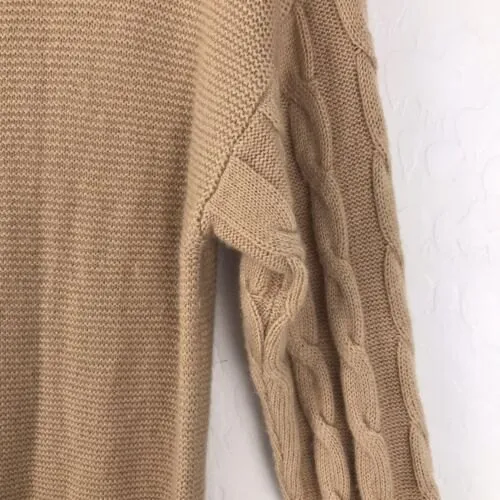 Talbots Women's Brown Turtleneck Lambswool sweater Cable Knit Sleeve - Image 7