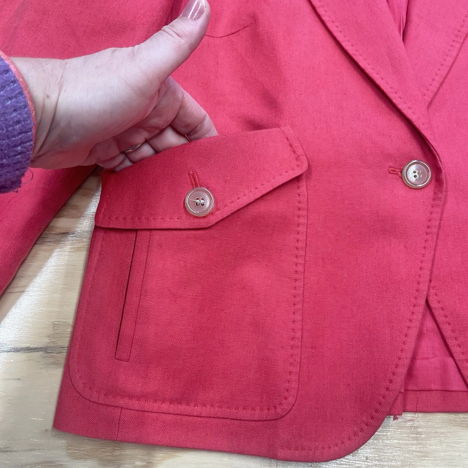 Talbots Linen Blend Blazer Size 14 Orange Coral Career Beachy Preppy Minimalist - Image 9