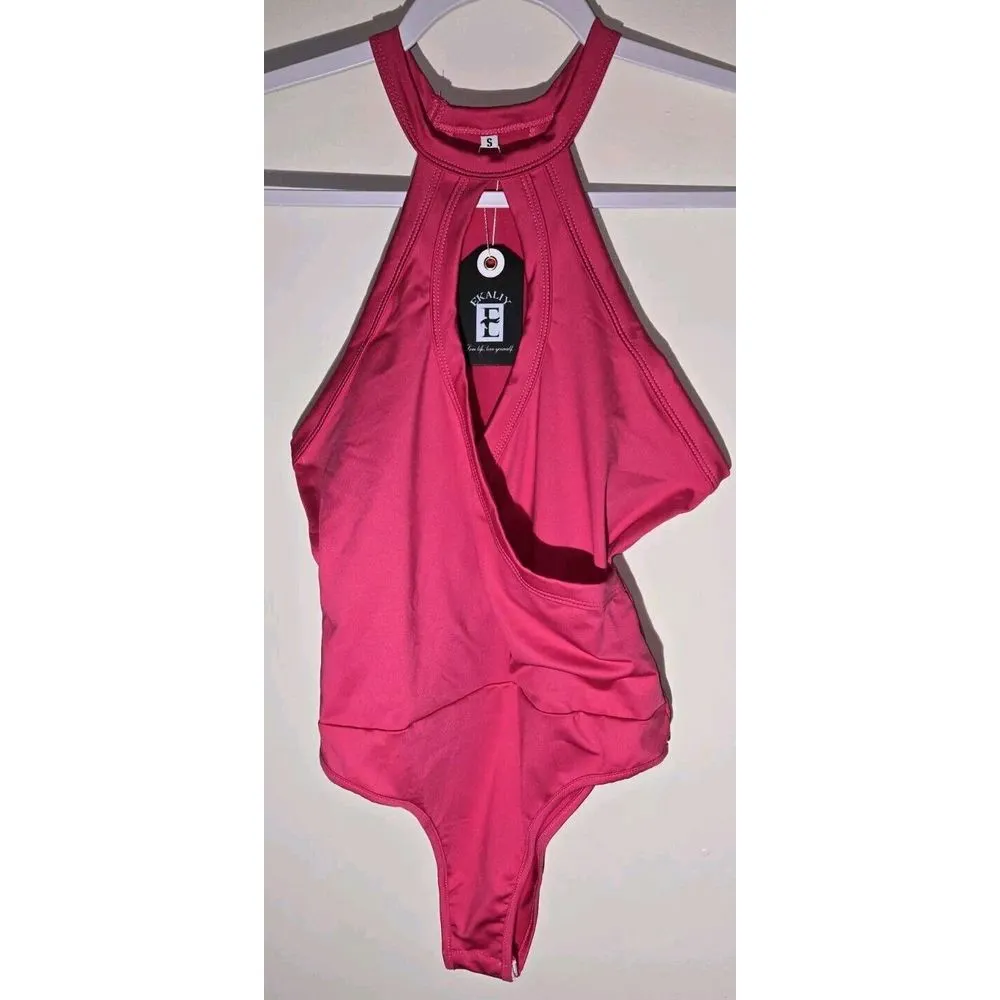 Ekaliy Women's Hot Pink Sleeveless Cutout‎ Bodysuit Size Small - Image 4