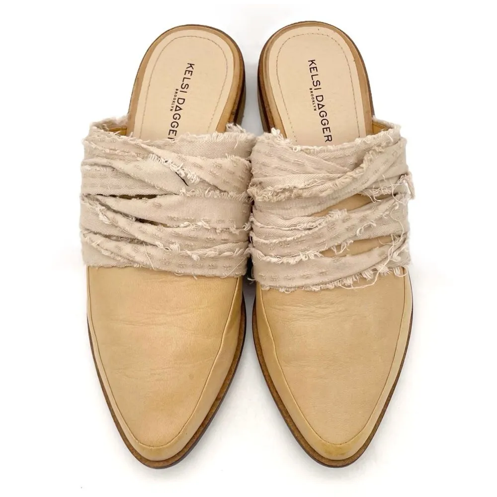 Kelsi Dagger Brooklyn Alder Mules Size 9 Tan Leather Pointed Toe Boho Slip On - Image 6