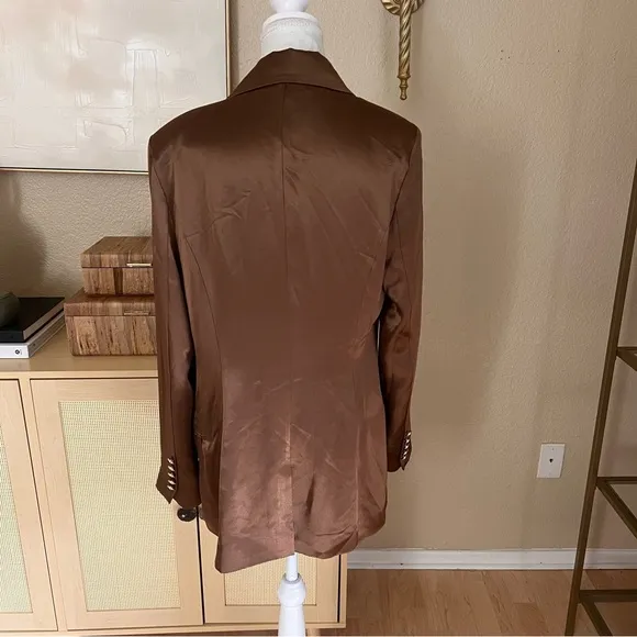 RETROFETE Saige Blazer Satin‎ In Cognac Size Large Brown - Image 5
