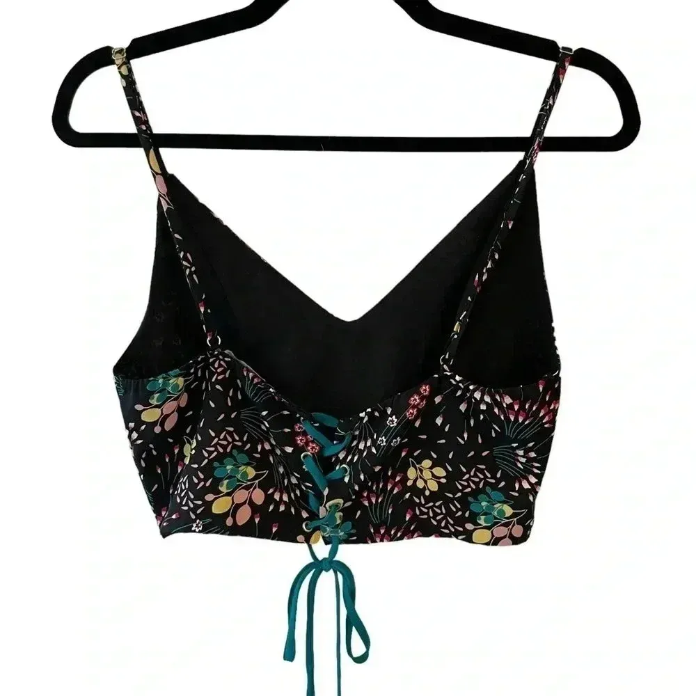 Lulu’s Poinsettia Floral Crop Top Lace Up - Image 4
