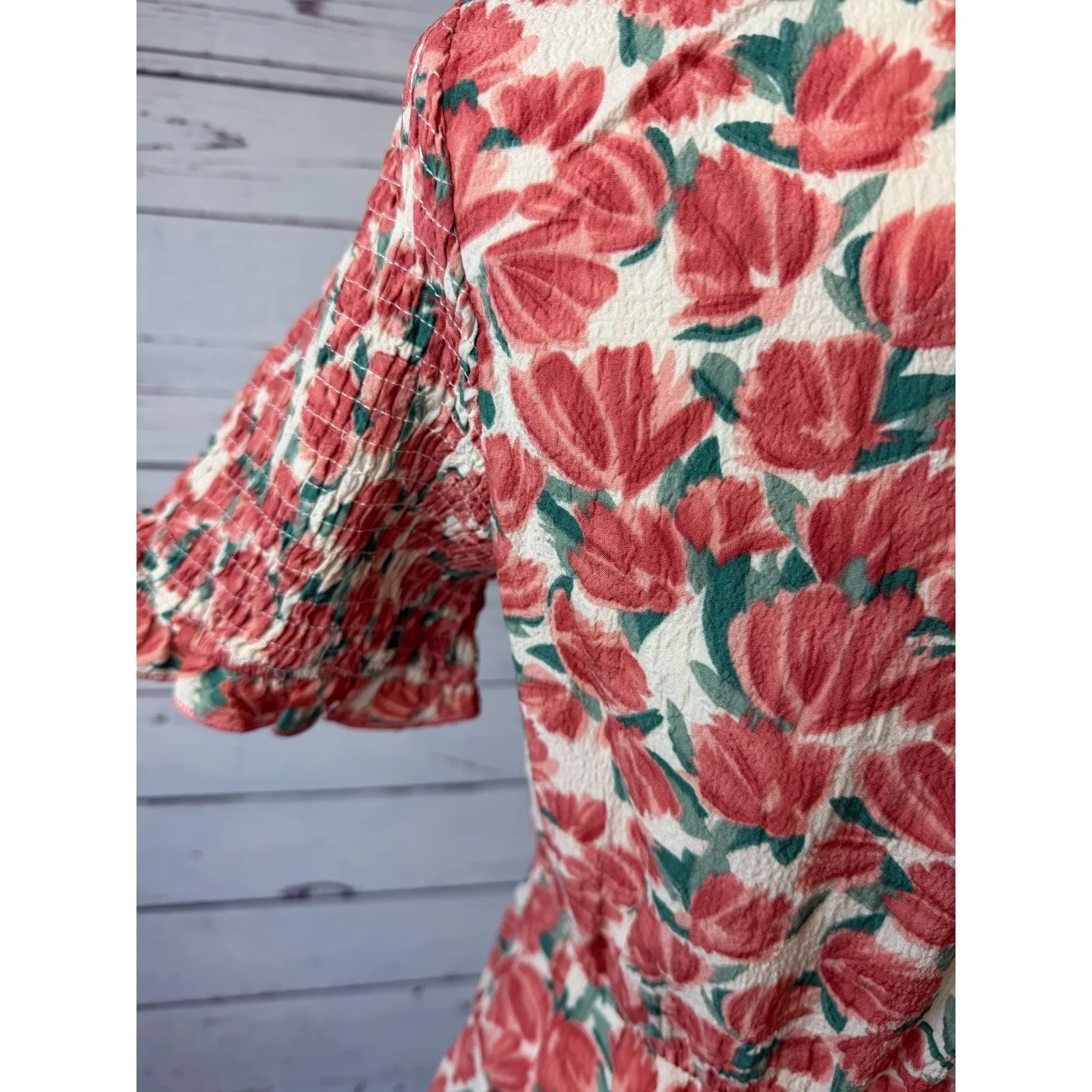 Hayden Los Angeles Midi Dress Smocked NWT  Medium Cottage Ruffle Floral Boho - Image 10