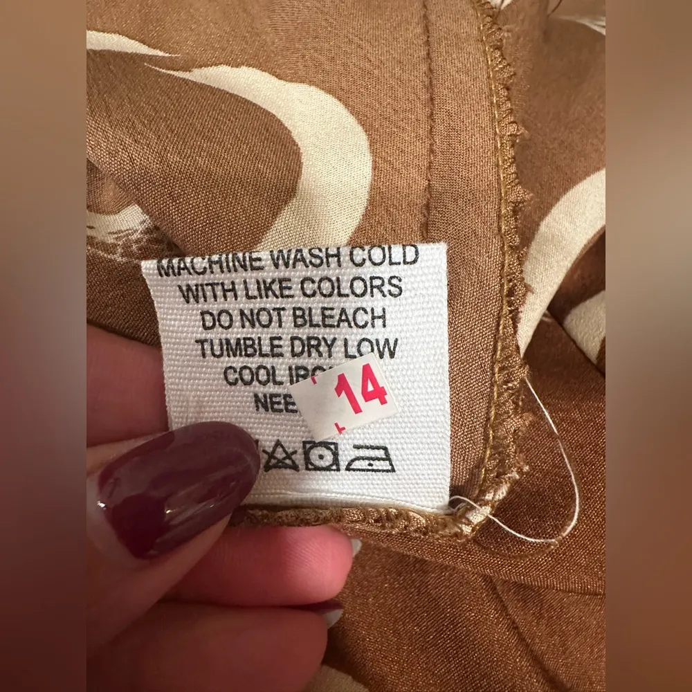 NWT TRULY 4 You Elegant Brown and White Midi Dress Size M - Image 14