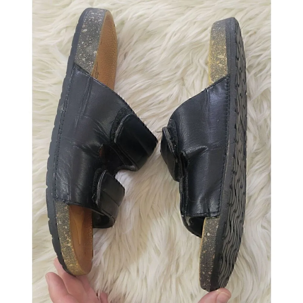 Solemates Sz 9 Slide On Double Padded Straps Sandals in Black Tan - Image 4