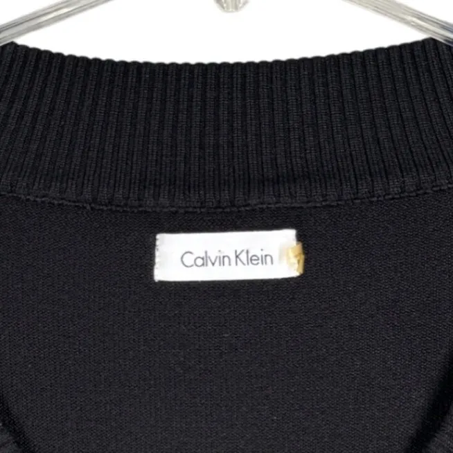 Calvin Klein Sweater Dress Black Short Sleeve Knit Ribbed Scoop Neck Size‎ Small - Image 6