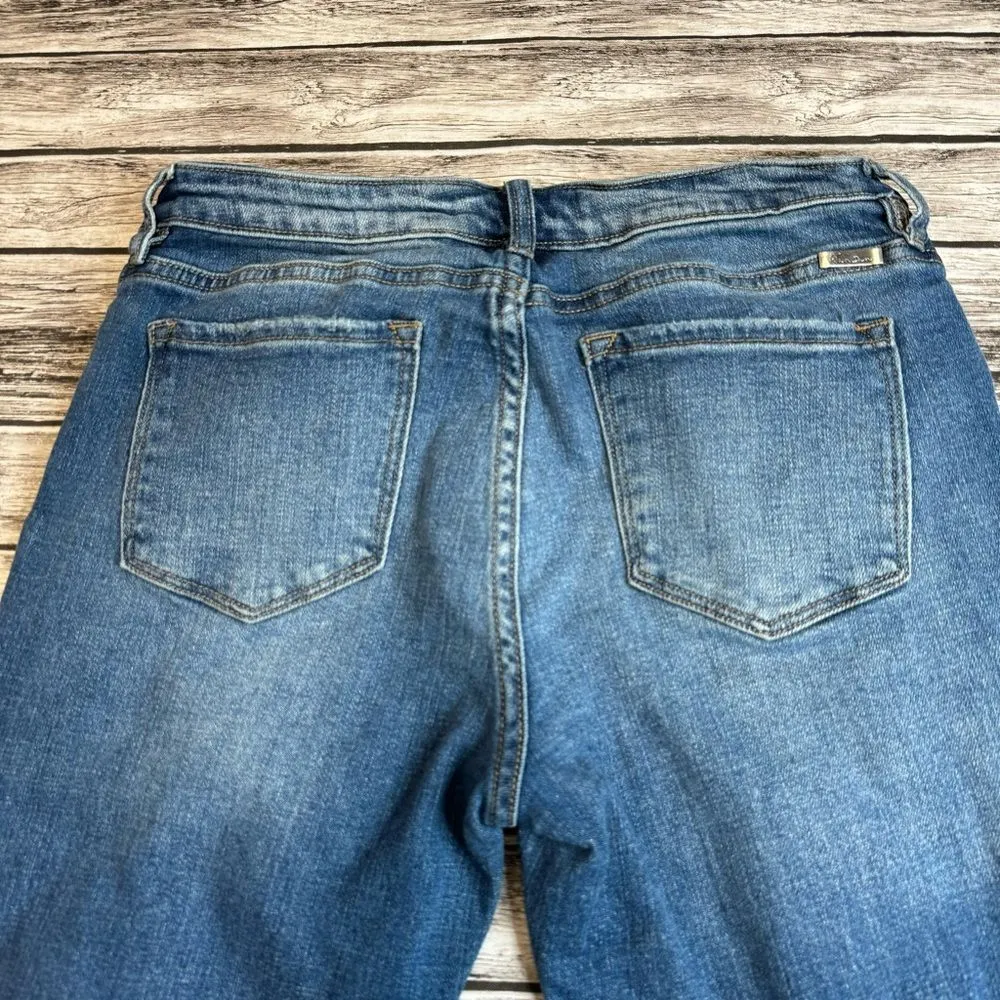 KanCan Women's Straight Leg Ripped Jeans 29 Medium Blue Distressed Ripped Trendy - Image 6