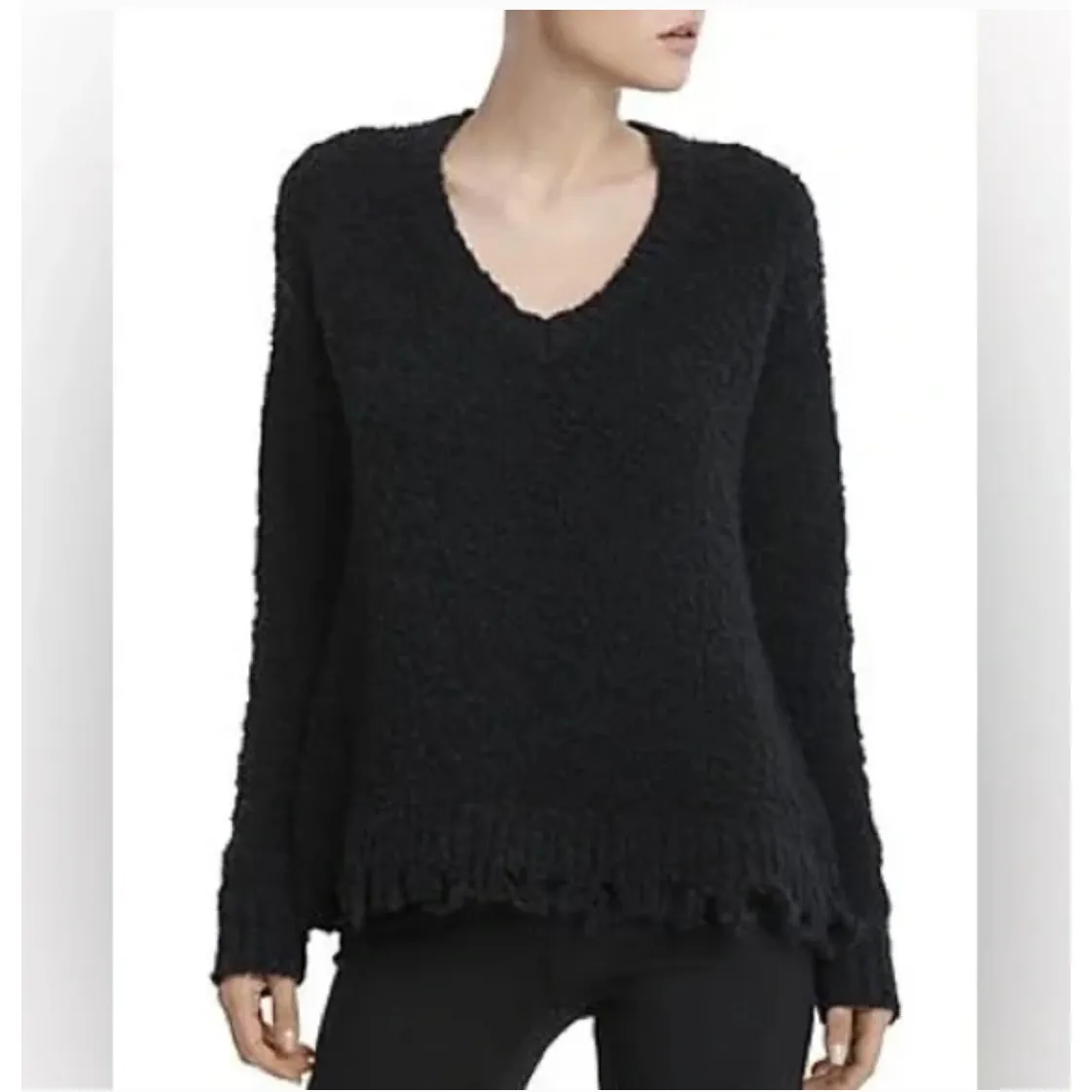 ATM Anthony Thomas Melillo Black Alpaca Blend Bouclé Sweater Size Small - Image 9