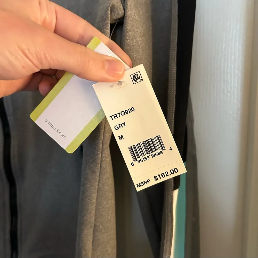 NWT TRINA TURK RECREATION Gray Jacket with Striped Sleeves Women’s Small - Image 5