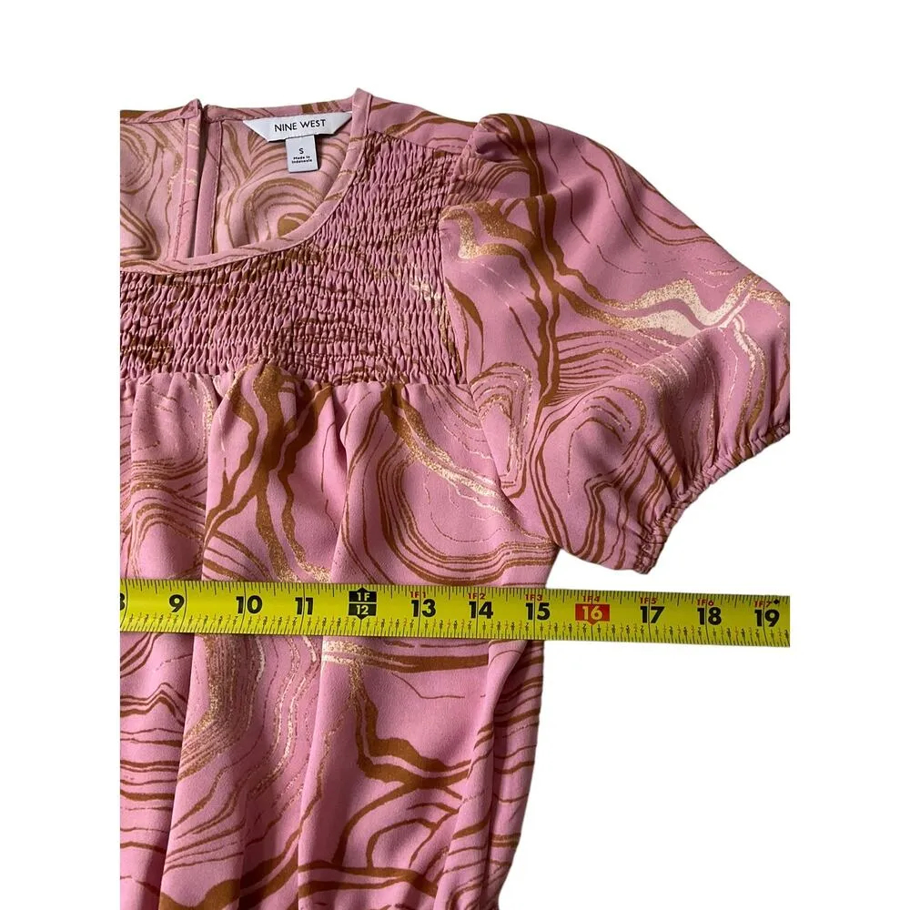 Nine West Pink Round Neck Short Sleeve Peplum Women's Size Small | 49-28 - Image 6