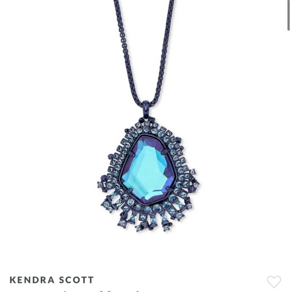 Kendra Scott Daenerys Long Pendant Necklace Rhod Gray Dichroic Glass - Image 2