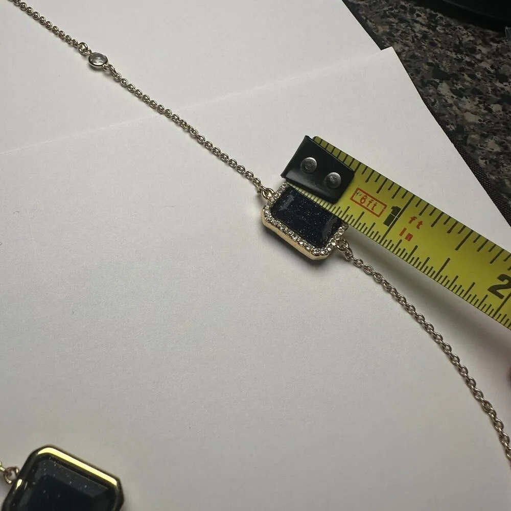 Kate Spade NY Night Sky Dark Blue With Rhinestone Long Station Necklace Chain - Image 8