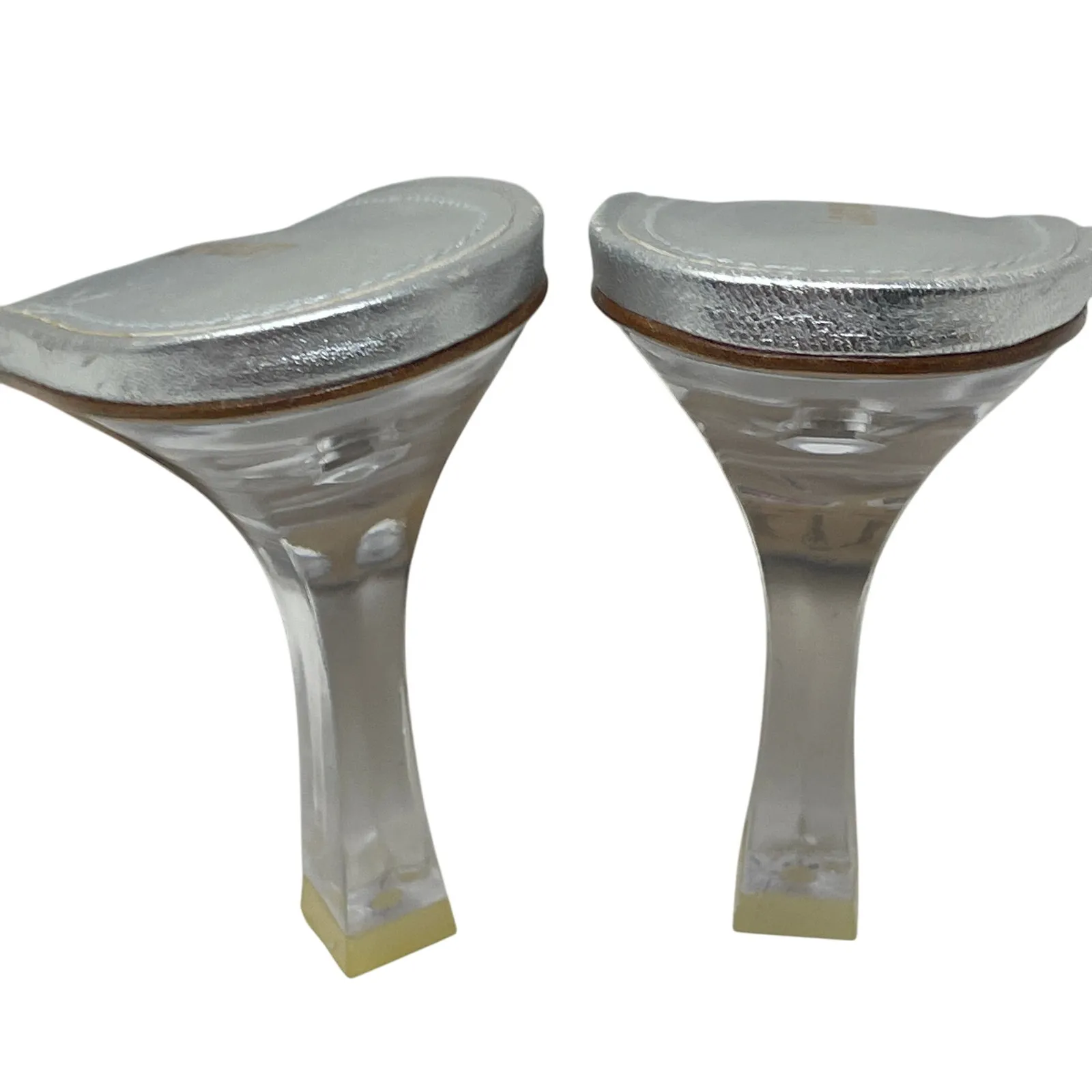 New Larroude The Mariah Clear Vinyl Bow Sandals Heels Sz 7 Silver - Image 9