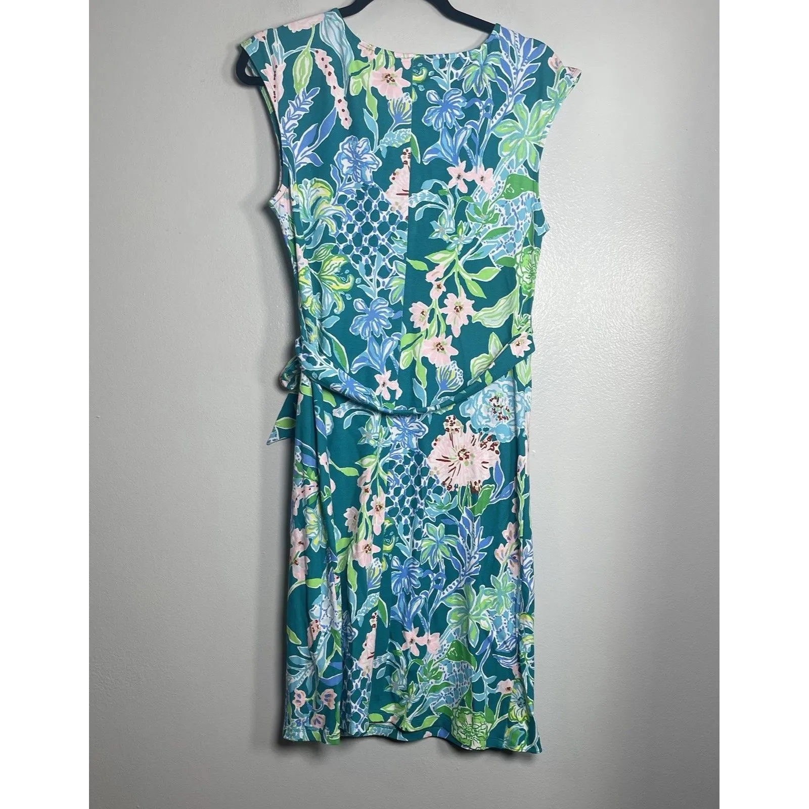LILLY PULITZER Toryn Dress Medium Teal Green Multi Hot On The Vine Tropical - Image 7