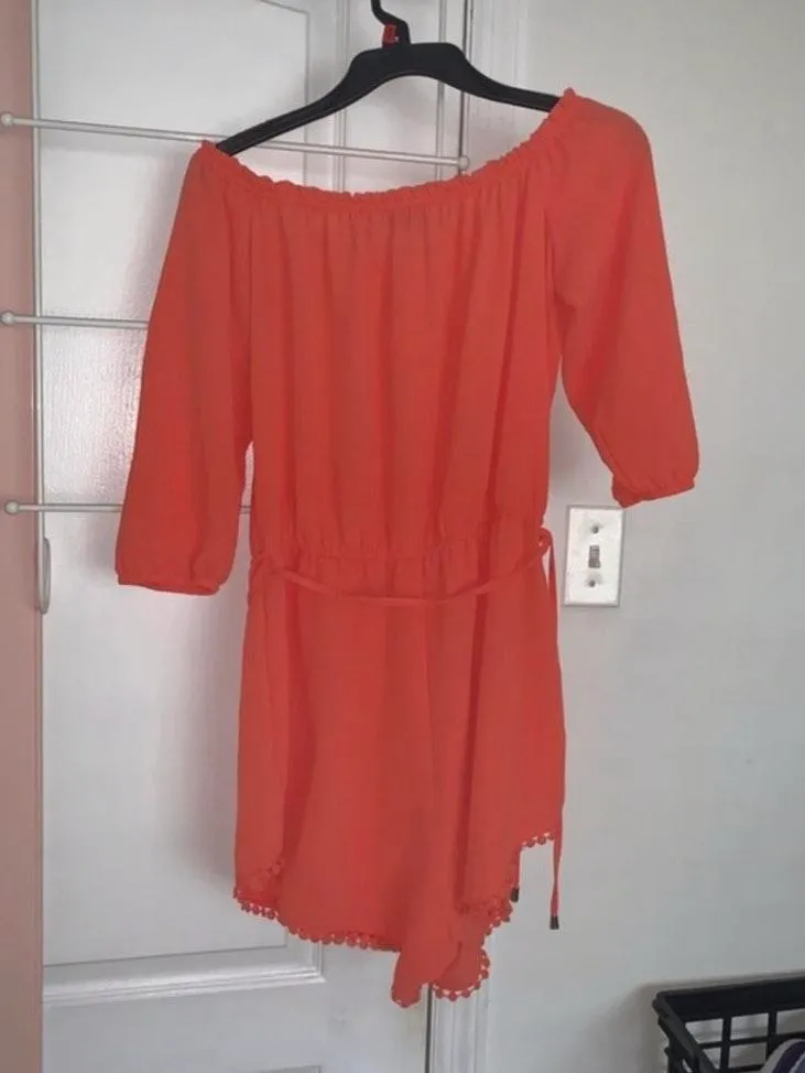 Orange Pink Romper Size Large - Image 2