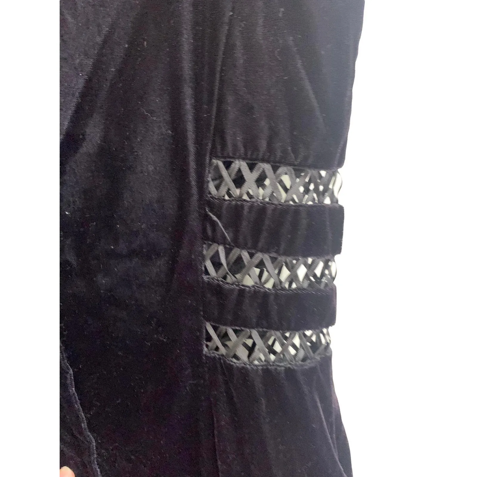 Jessica McClintock Gunne Sax Vintage Black Velvet Spaghetti Strap Dress‎ 70s Y2k - Image 6