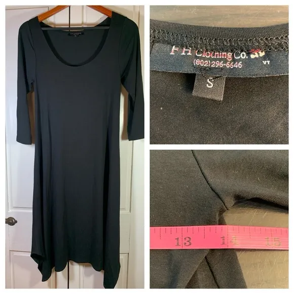 F.H. Clothing Co Dress Women Small Black Casual Witchy Whimsigoth Shark Bite Hem - Image 2