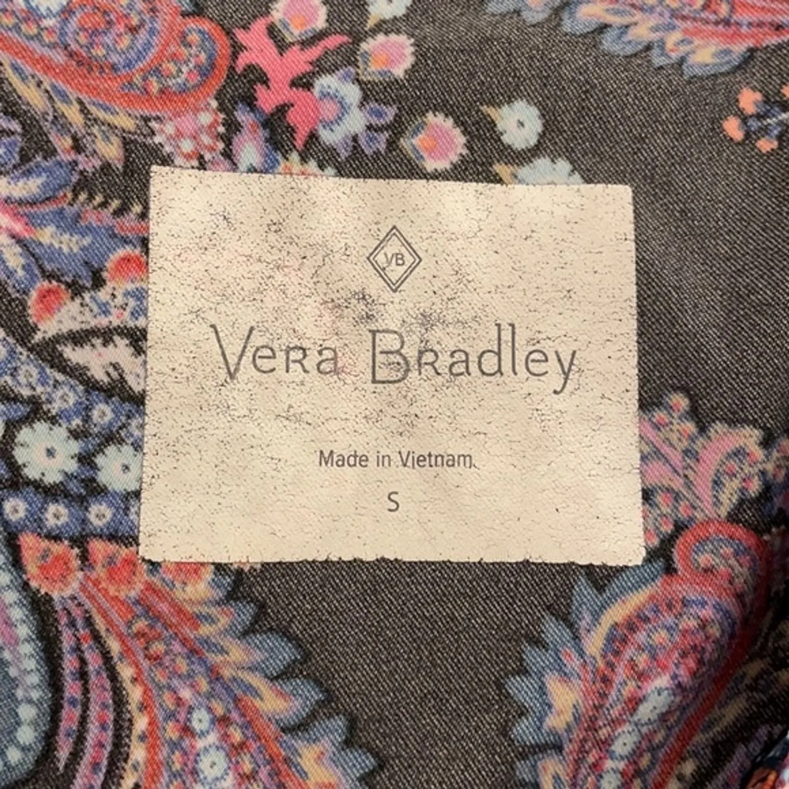 Vera Bradley Black Multicolor Floral Paisley Print Scrubs Top Womens Small - Image 2