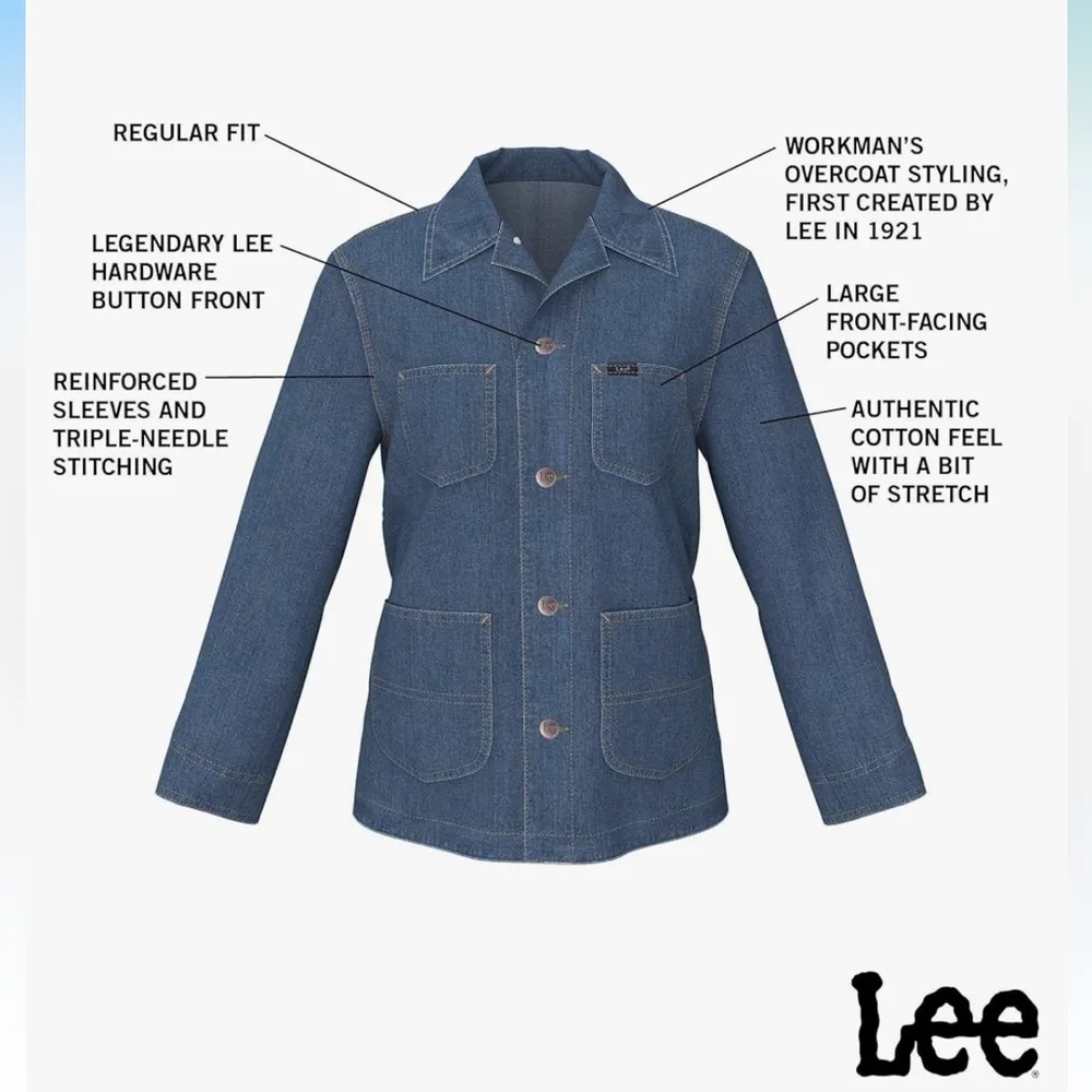 Lee Light Blue Denim Chore Jacket - Image 6