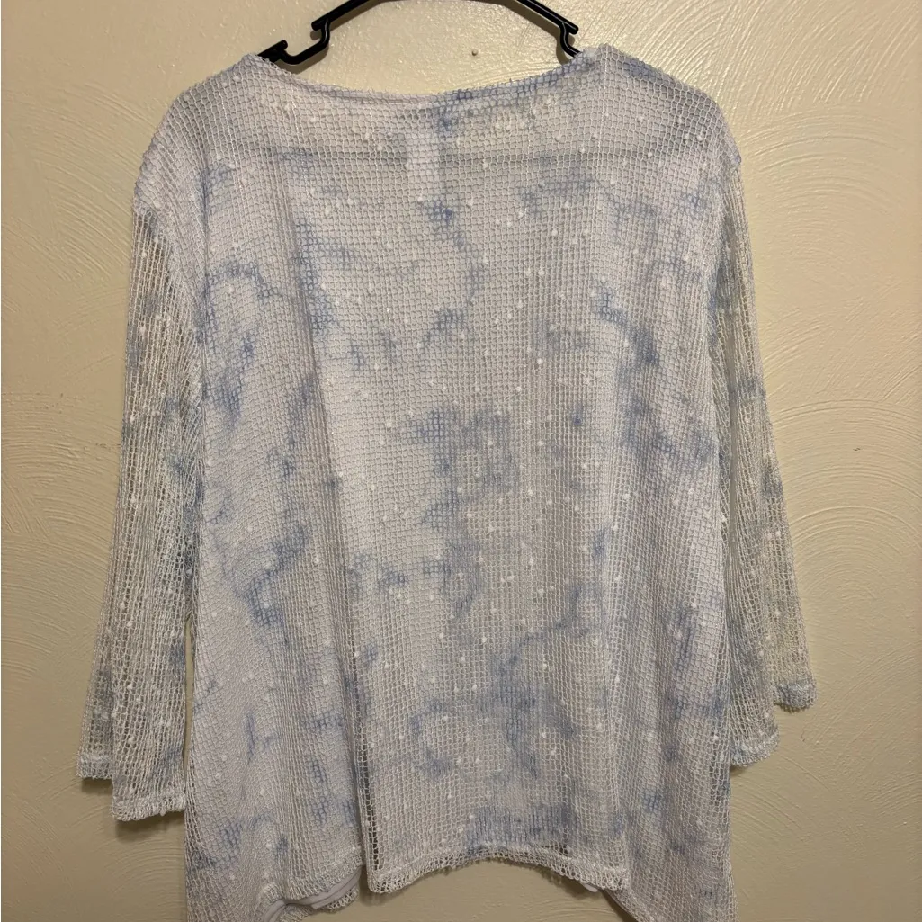 Alfred Dunner  Sequin Butterfly Blouse - White and Blue - Image 7