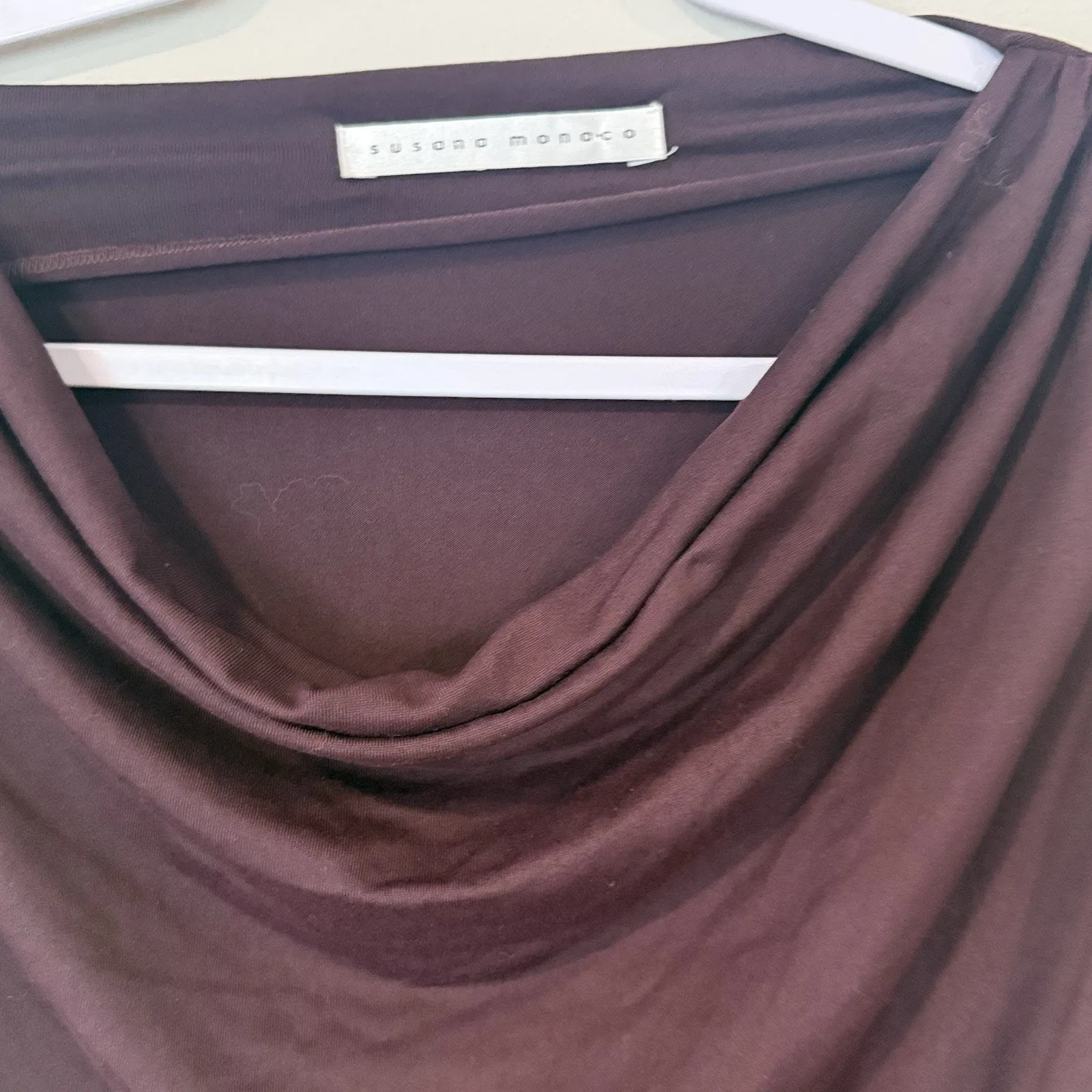 SUSANA MONACO Revolve Stretch Cowl Neck Rushed Dress Size Medium 2428 - Image 3