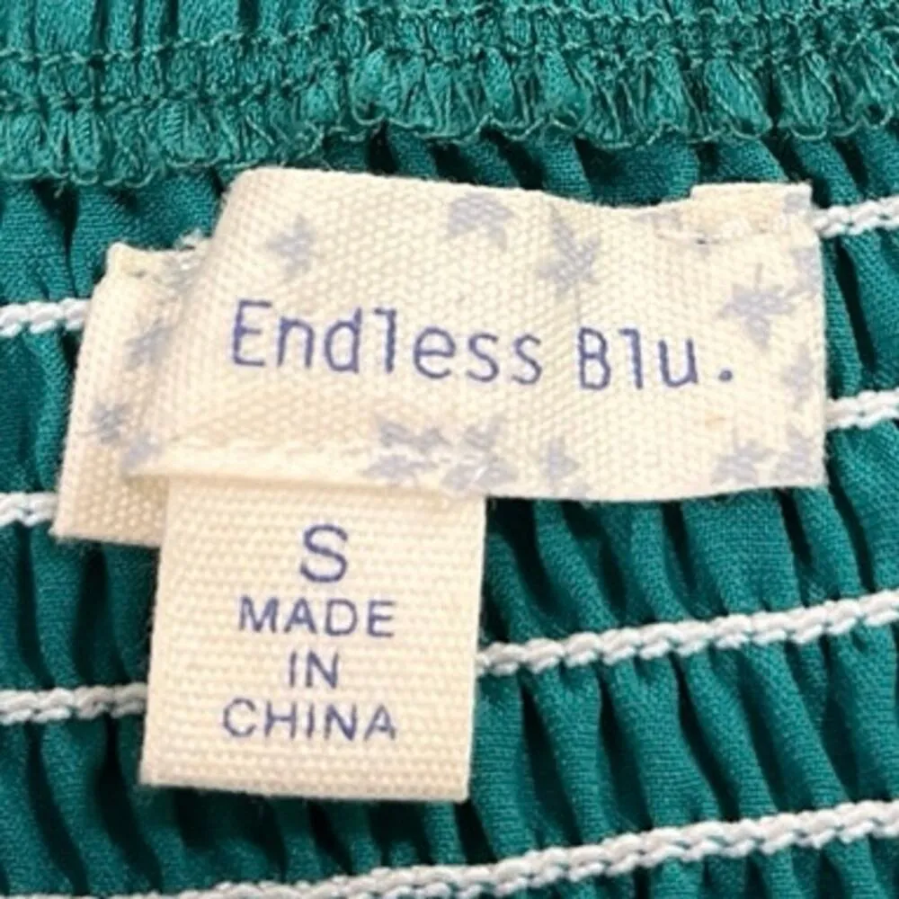 Endless Blu Green Silk Satin Spaghetti Cami Camisole Mini Fit & Flare Dress Sz S - Image 4