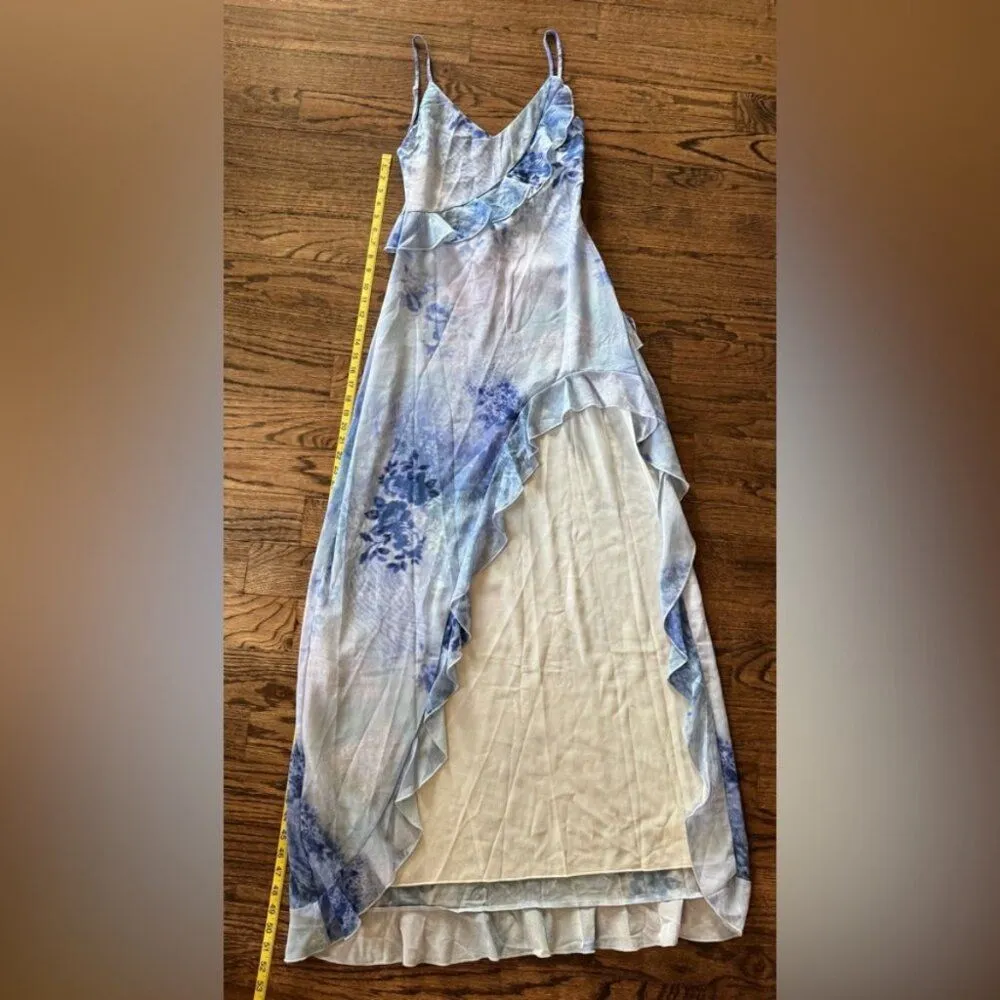 NWT White Fox End of Road Maxi Dress S Blue Frill Ruffle Edge Wedding Guest - Image 6