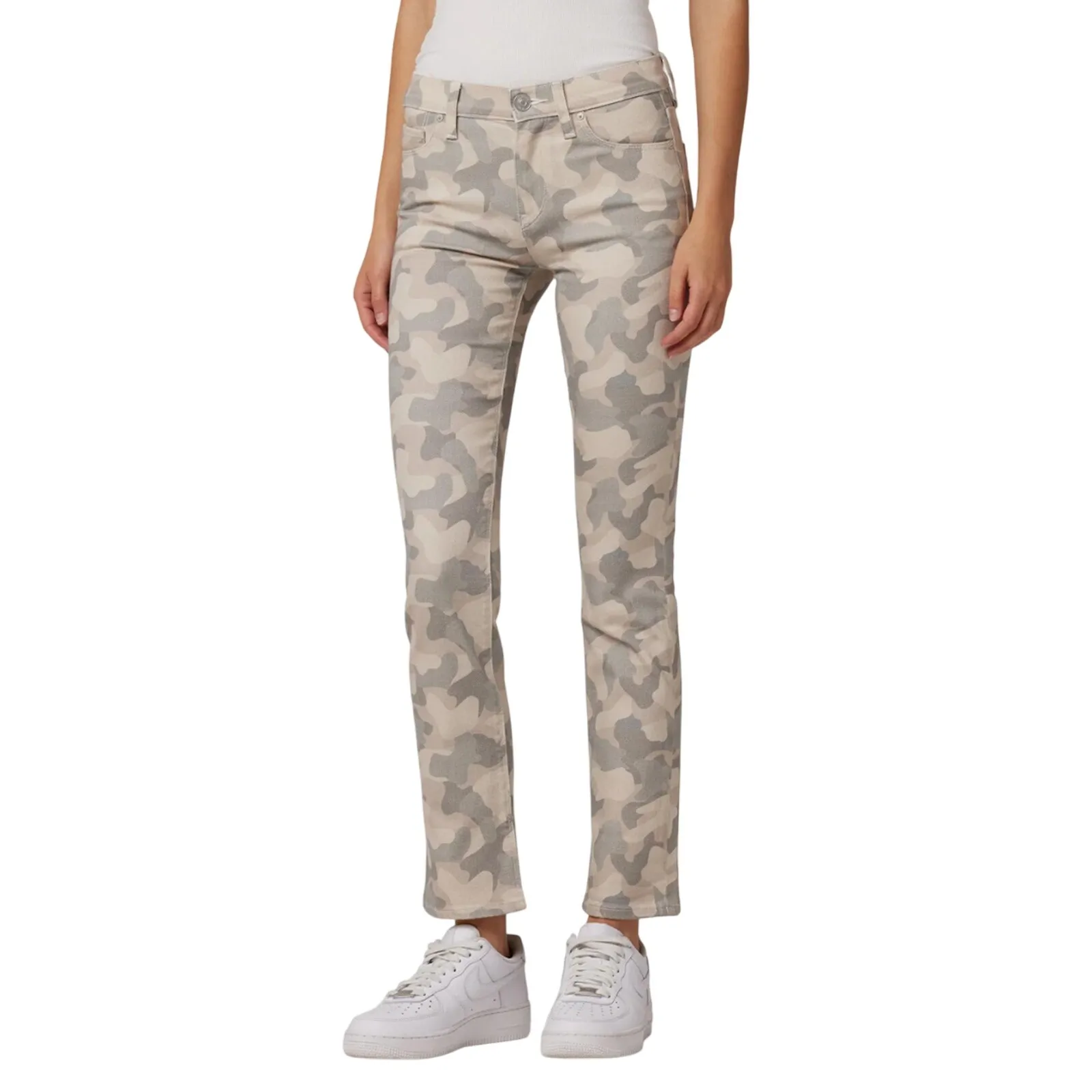 Hudson Camo Green Tan Nico Mid Rise Peyote Straight Leg Split Hem Jeans Size 33 - Image 2