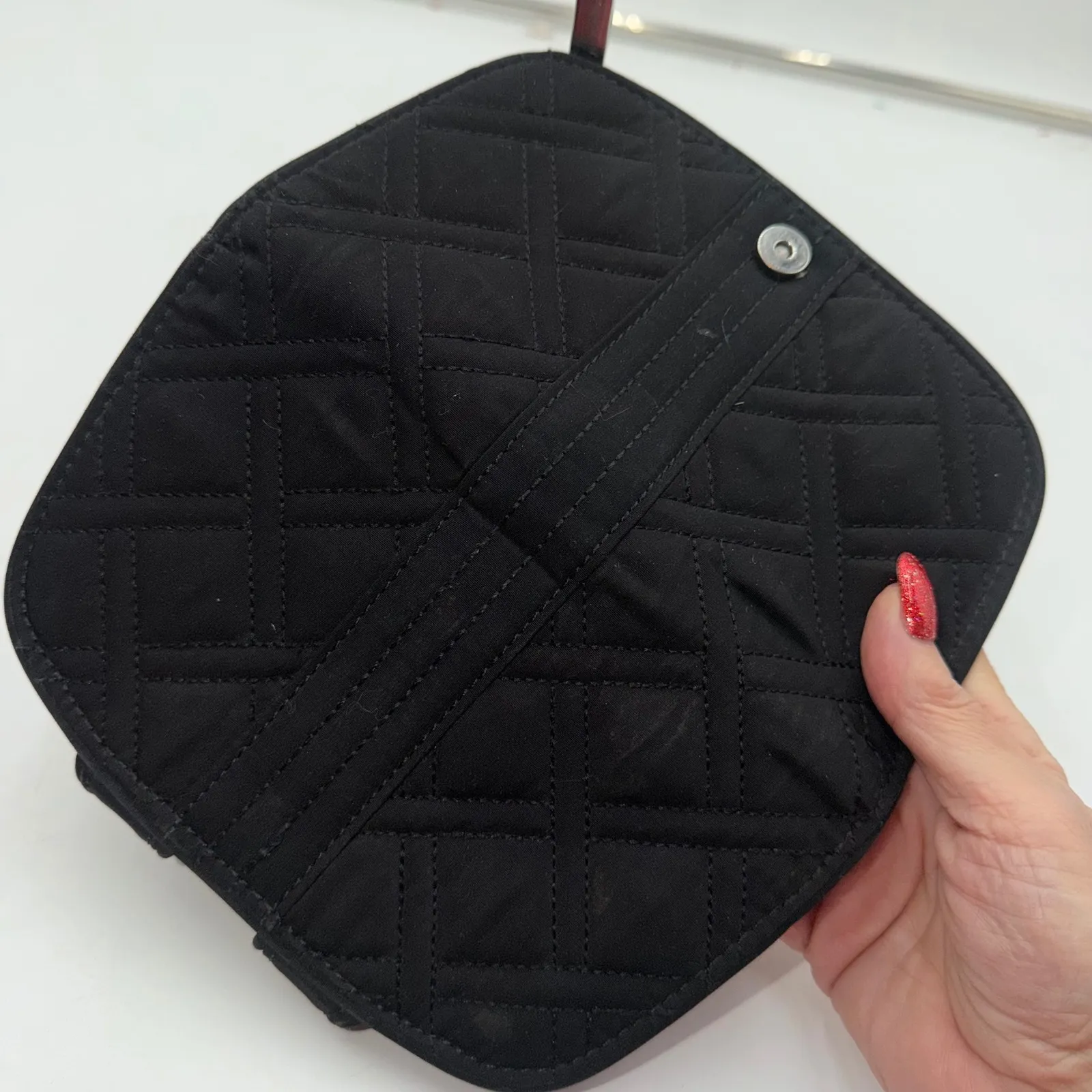 Vera Bradley Black Quilted Wallet Clutch Kiss Lock ID Window Card Slots - Image 11